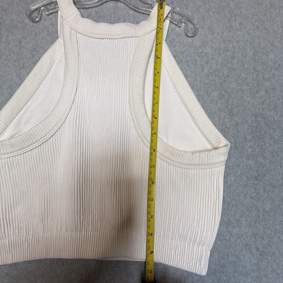 Aerie Women's White Ribbed Crop Top Tank Size XXL High Neck Lounge Bralette - Picture 13 of 15